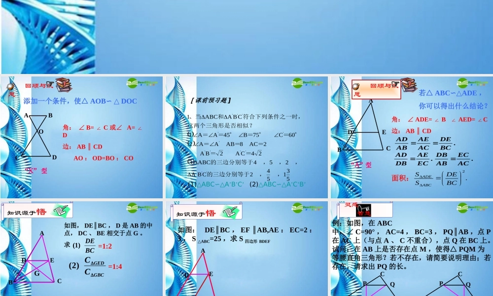 八年级数学下册 第四章相似图形复习课件 北师大版 课件