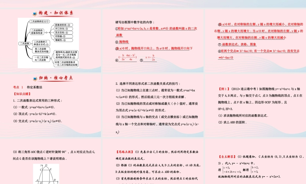 九年级数学下册 第二章二次函数阶段专题复习习题课件 北师大版 课件
