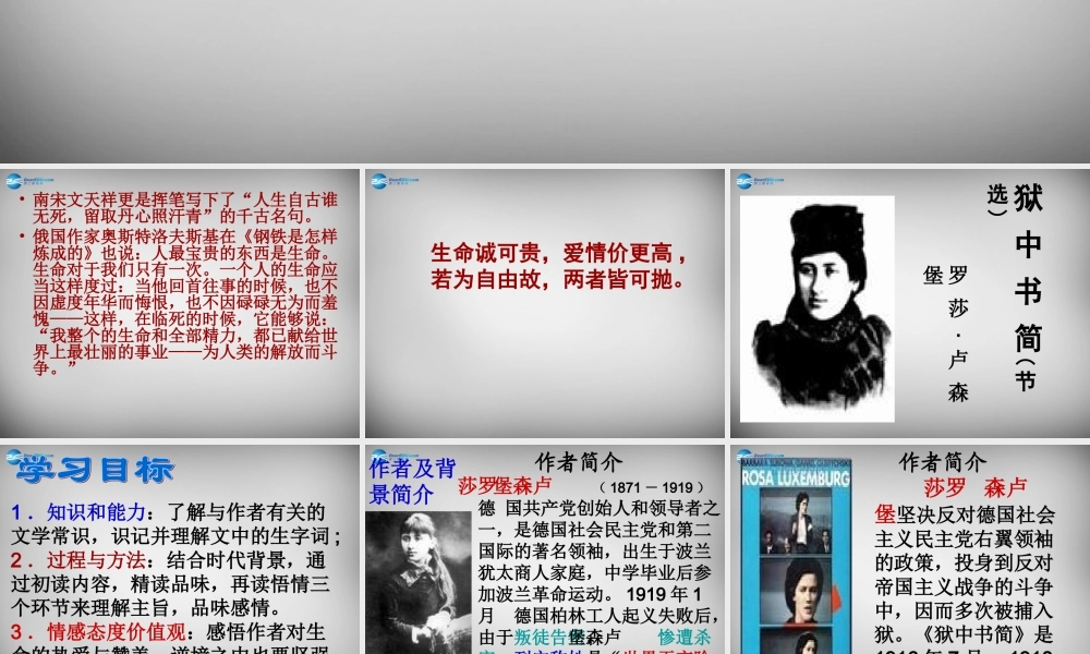 八年级语文下册 5 狱中书简课件 (新版)北师大版 课件