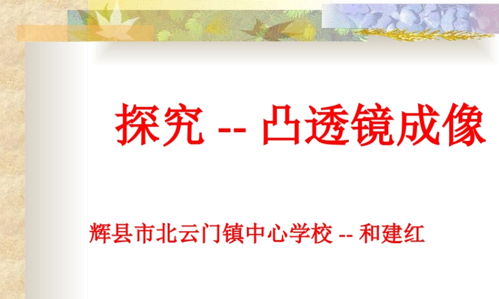 二、学生实验：探究——凸透镜成像