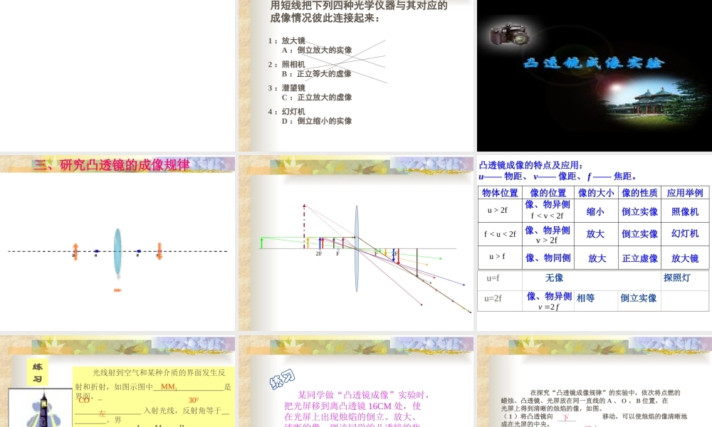 二、学生实验：探究——凸透镜成像