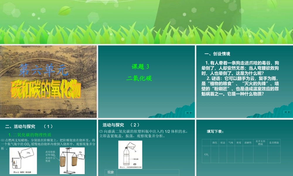 课题3-二氧化碳与一氧化碳