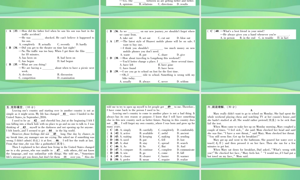 九年级英语全册 中考模拟题二课件 (新版)人教新目标版 课件
