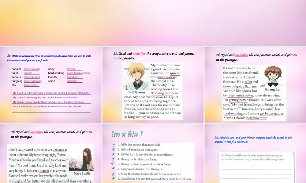 八年级英语上册 Unit 3 I'm more outgoing than my sister Section B(2a 2e)课件 (新版)人教新目标版 课件