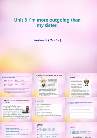 八年级英语上册 Unit 3 I'm more outgoing than my sister Section B(2a 2e)课件 (新版)人教新目标版 课件