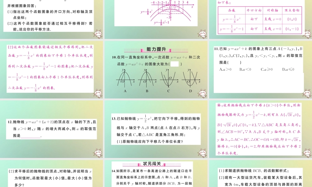 九年级数学上册 第二十二章 二次函数 221 二次函数的图象和性质 2213 二次函数y＝ax h2＋k的图象和性质 第1课时 二次函数y＝ax2＋k的图象和性质习题课件 (新版)新人教版 课件