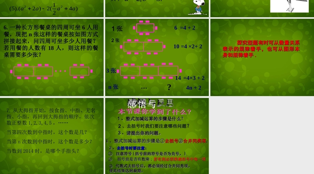 中学七年级数学上册 4.6 整式的加减课件1 (新版)浙教版 课件