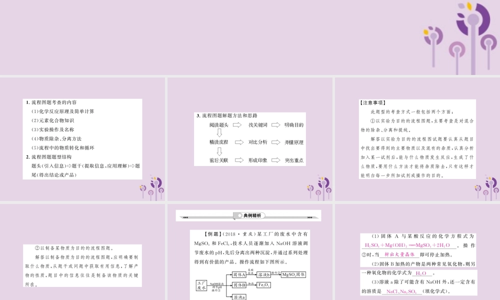 中考化学一轮复习 第3部分 热点专题 第2课时 工艺流程图题课件