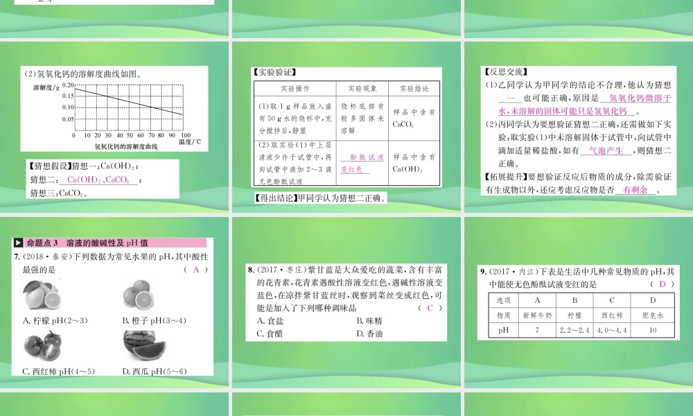 中考化学总复习 教材考点梳理 第七单元 常见的酸和碱课件 鲁教版 课件
