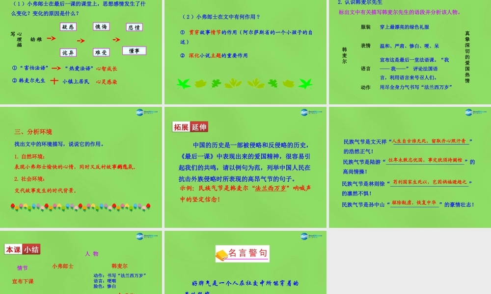 中学七年级语文下册(第7课 最后一课)课件 新人教版 课件