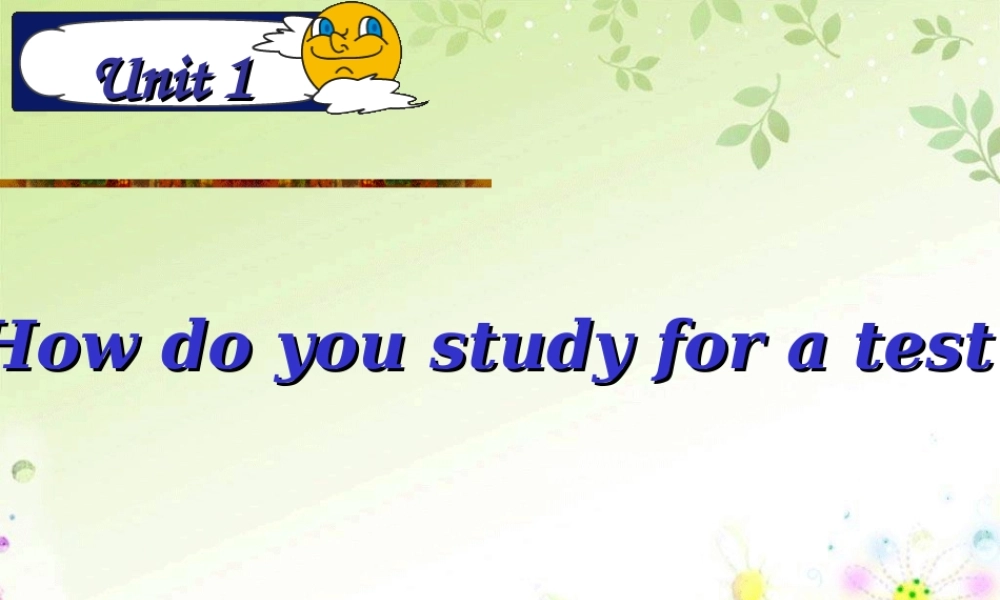 九年级英语 Unit1 How do you study for a test课件 人教新目标版 课件