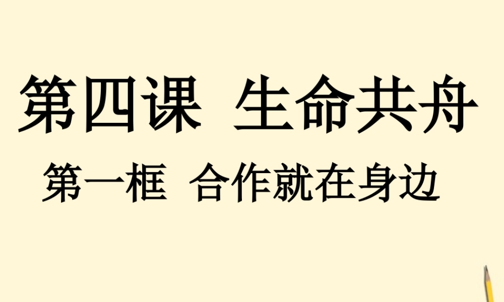 八年级政治下册 第四课(生命共舟)课件 人民版 课件
