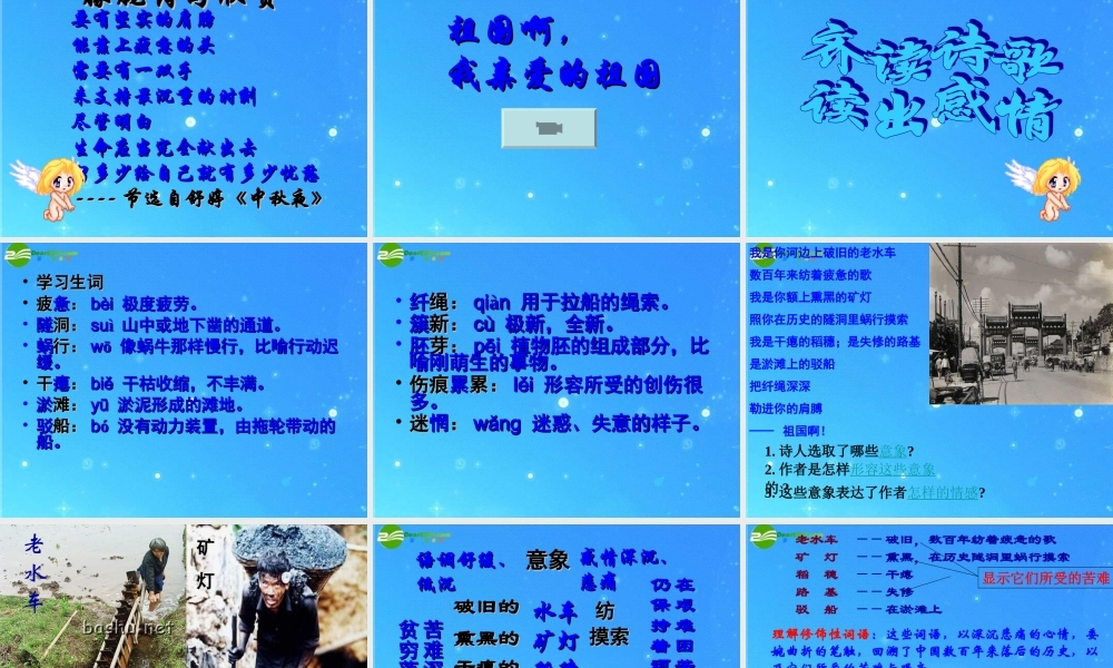 九年级语文下册 第一单元第3课(祖国啊，我亲爱的祖国)课件 人教新课标版 课件