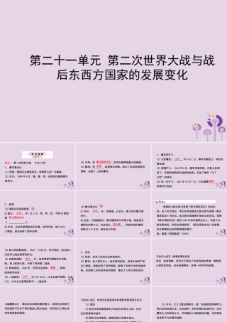 中考历史备战复习 世界史 第二十一单元 第二次世界大战与战后东西方国家的发展变化课件
