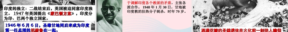 圣雄甘地与他的非暴力不合作运动 九年级历史下册 第三单元 第一次世界大战和战后初期的世界 第12课 亚洲殖民地人民的抗争素材 新人教版