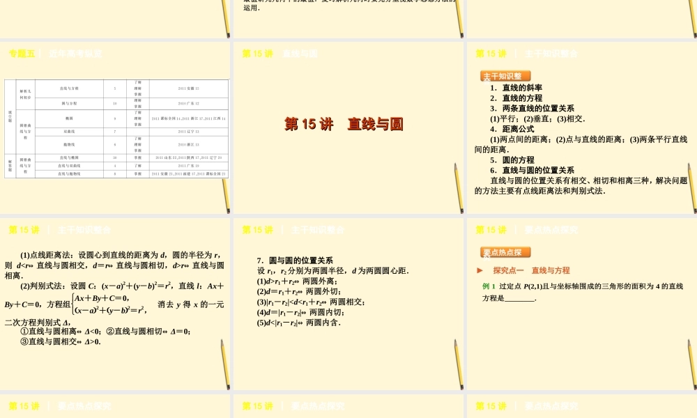 平面解析几何课件 理 新人教版 课件