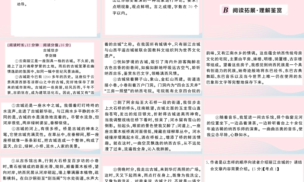 八年级语文下册 第五单元 水经过丽江习题课件 新人教版 课件