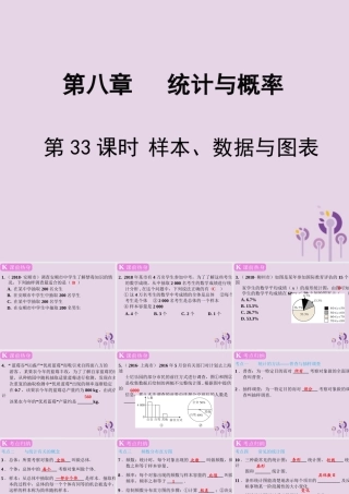 春中考数学复习 第8章 统计与概率 第33课时 样本、数据与图表课件