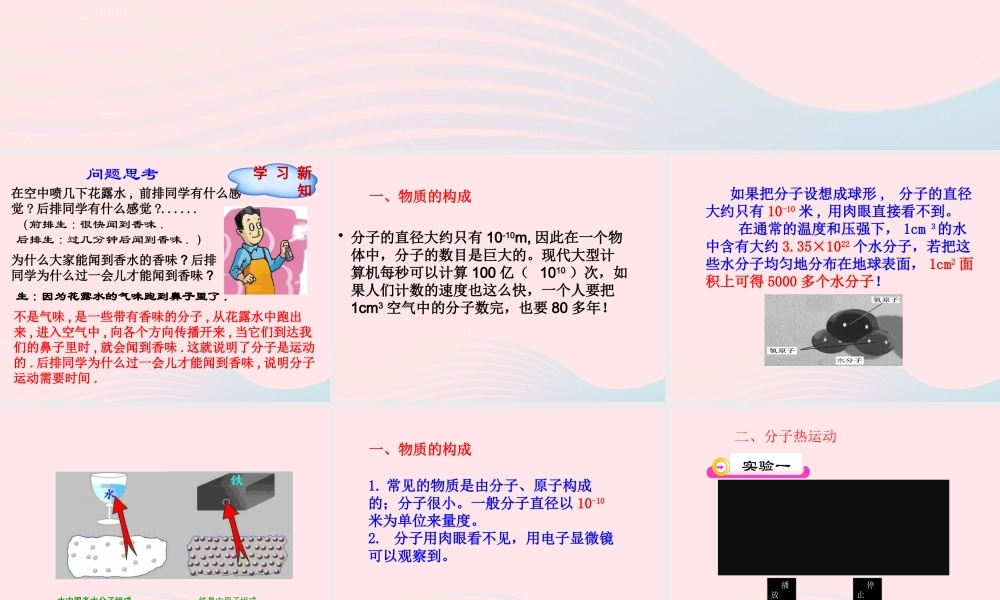 九年级物理课件：131分子热运动(32张PPT) 吉林省农安县九年级物理全册 13.1分子热运动课件+素材(新版)新人教版-2