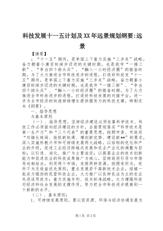 科技发展十一五计划及XX年远景规划纲要-远景