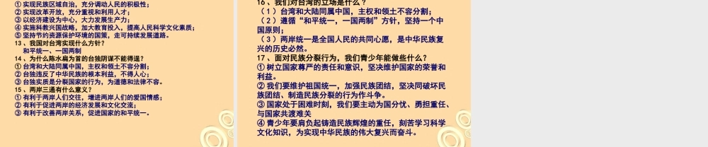 中考政治 民族团结专题复习课件 人教新课标版 课件