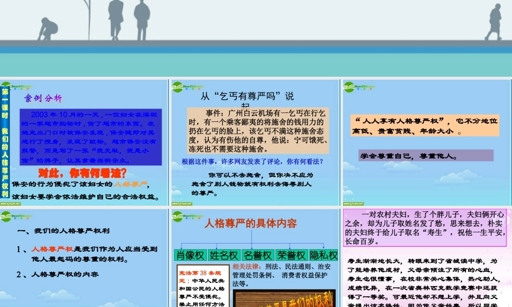 八年级政治下册 维护人格尊严课件 粤教版 课件