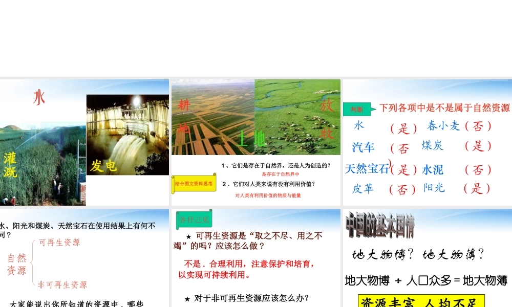 八年级地理上册第三章(第1课 自然资源)课件二 课件