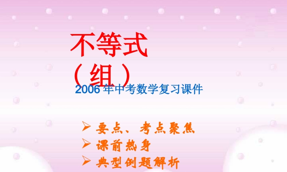 不等式(组)中考数学复习课件 华东师大版 课件