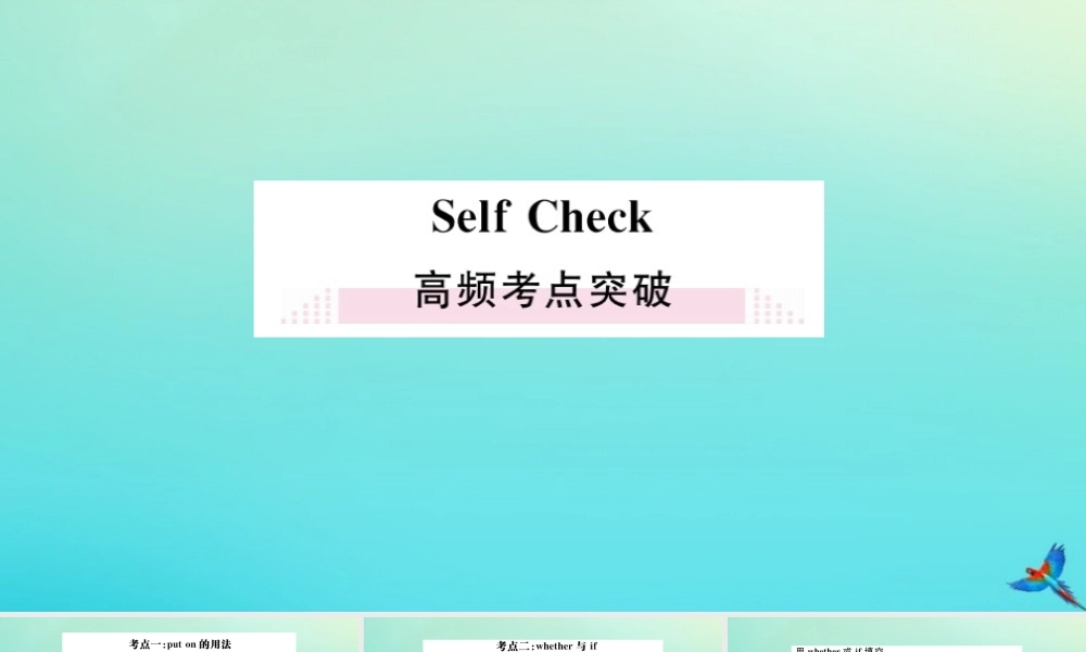 九年级英语全册 Unit 2 I think that mooncakes are delicious Self Check习题课件 (新版)人教新目标版 课件