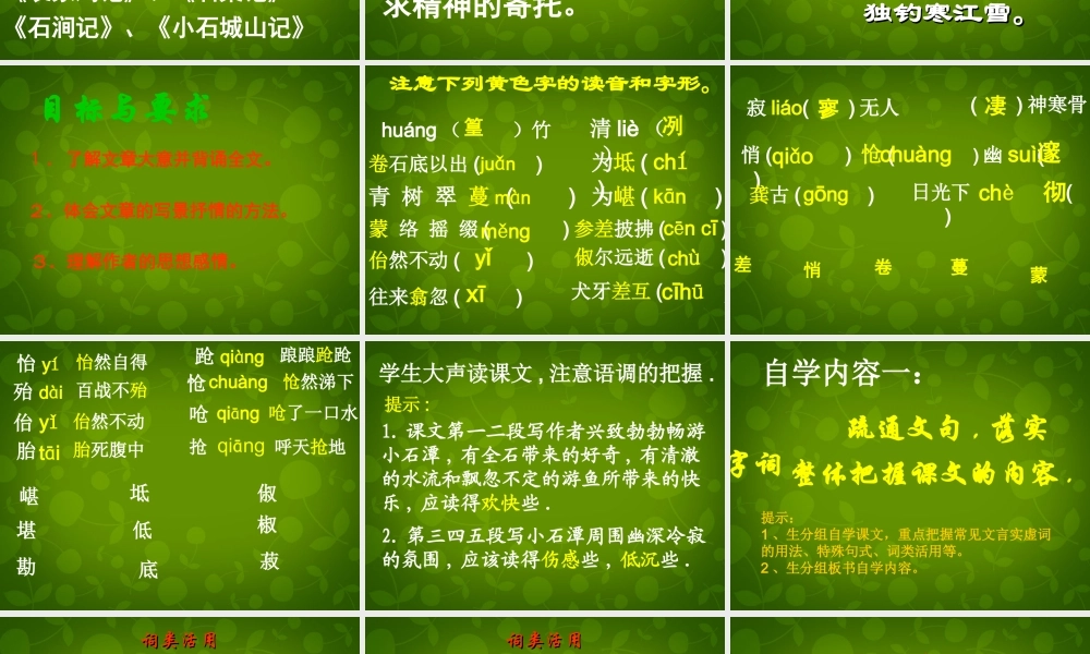 八年级语文上册 16 小石潭记课文分析课件 苏教版 课件