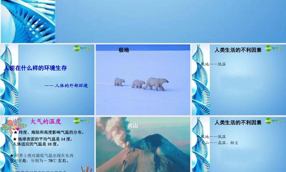 八年级生物 第一学期(试验本)第1章第二节 人体生命活动需要的环境条件课件 上海版 课件