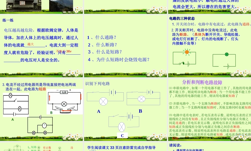 八年级物理下册 7.4 欧姆定律和安全用电课件 新人教版 课件
