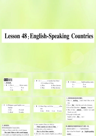 七年级英语上册 Unit 8 Countries around the World Lesson 48 English Speaking Countries课件 (新版)冀教版 课件
