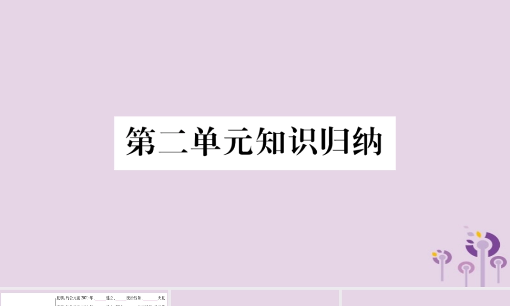 广西七年级历史上册 第2单元 夏商周时期 早期国家的产生与社会变革知识归纳 综合提升课件 新人教版 课件
