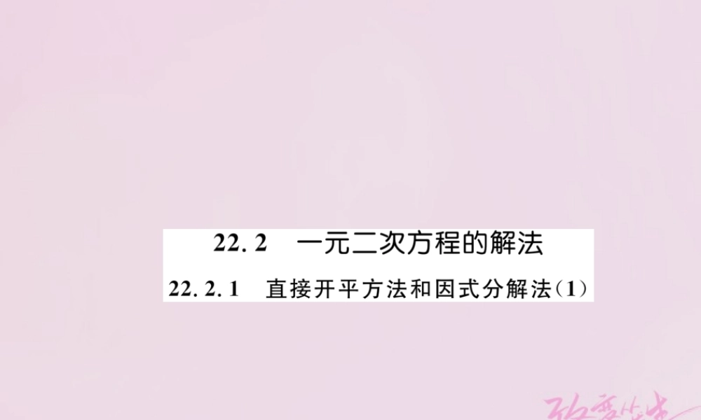 九年级数学上册 第22章 一元二次方程 222 一元二次方程的解法 2221 直接开平方法和因式分解法(1)练习课件 (新版)华东师大版 课件