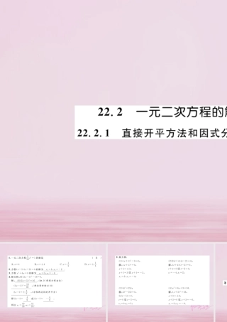 九年级数学上册 第22章 一元二次方程 222 一元二次方程的解法 2221 直接开平方法和因式分解法(1)练习课件 (新版)华东师大版 课件