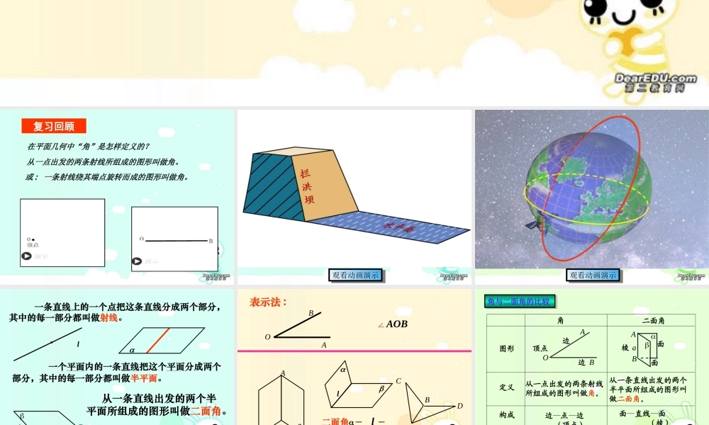 二面角 浙江省湖州地区高二数学二面角课件(含ppt,flash)新课标 浙江省湖州地区高二数学二面角课件(含ppt,flash)新课标