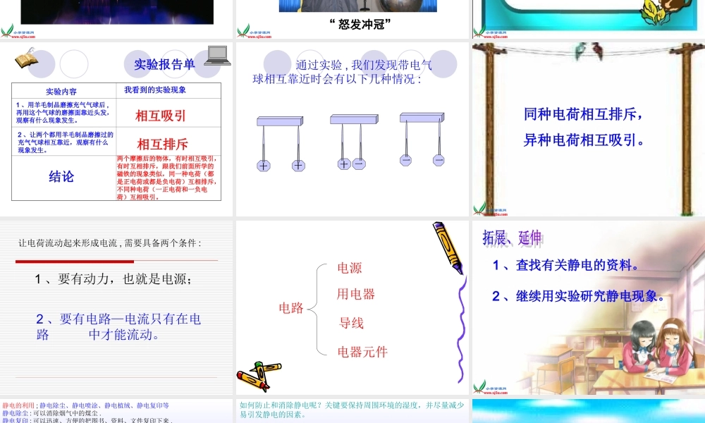 (教科版)四年级科学下册课件-生活中的静电现象-2