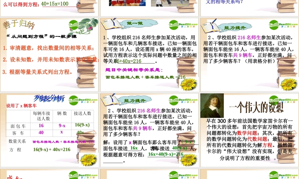 优质评课七年级数学(从问题到方程)苏科版 课件