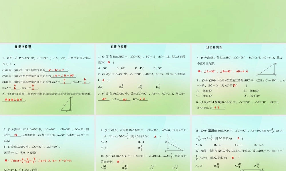九年级数学上册 43 解直角三角形习题课件 (新版)湘教版 课件