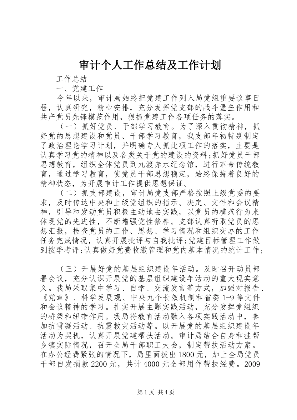 审计个人工作总结及工作计划_第1页