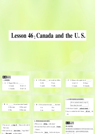 七年级英语上册 Unit 8 Countries around the World Lesson 46 Canada and the U.S.课件 (新版)冀教版 课件