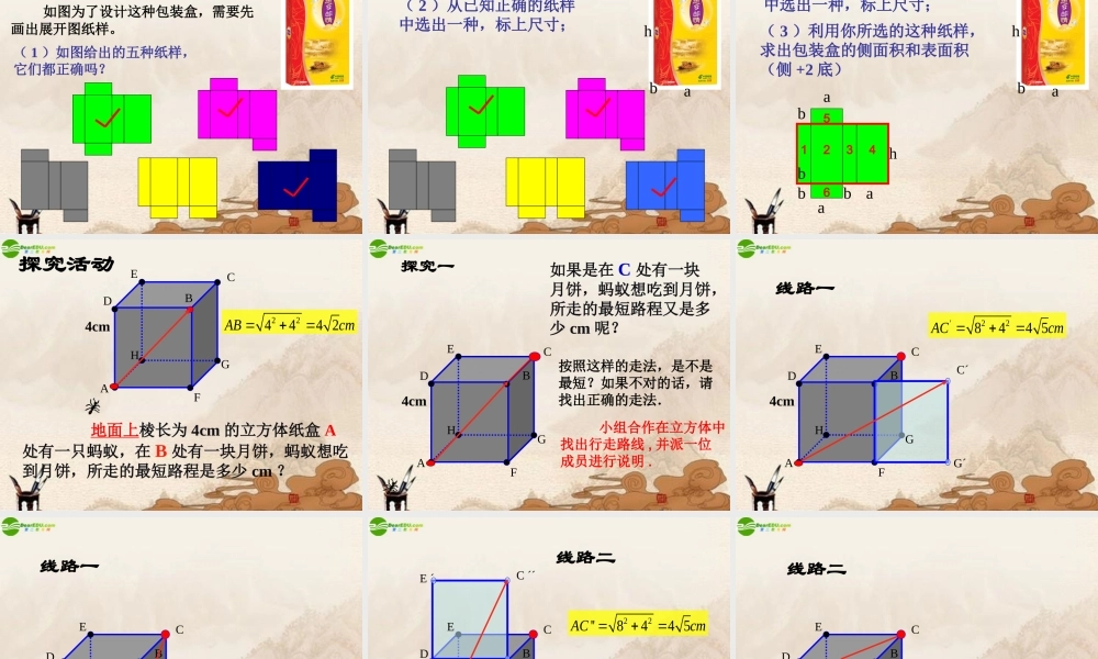 八年级数学上册 3.2直棱柱的表面展开图课件 浙教版 课件