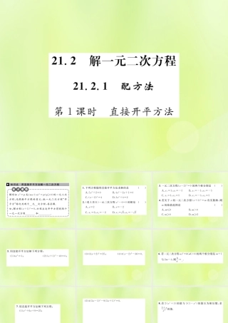 九年级数学上册 第二十一章 一元二次方程 212 解一元二次方程 2121 第1课时 直接开平方法课件 (新版)新人教版 课件
