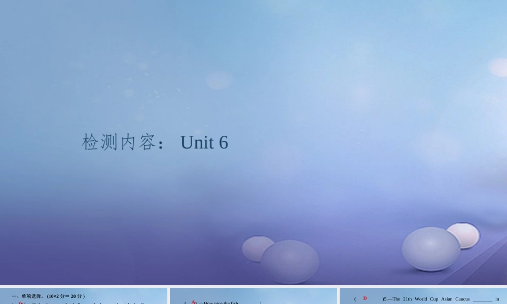 九年级英语全册 周周清6(Unit 6)课件 (新版)人教新目标版 课件