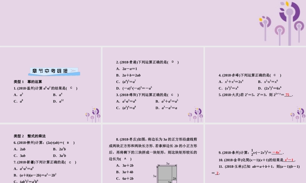 七年级数学下册 第2章(整式的乘法)单元综合复习(二)整式的乘法习题课件 (新版)湘教版 课件