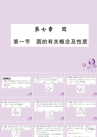 中考数学总复习 第一部分 教材知识梳理 第7章 圆 第1节 圆的有关概念及性质(精练)课件