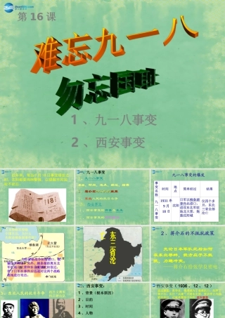 中学七年级历史上册 第16课 难忘九一八课件4 鲁教版五四制 课件