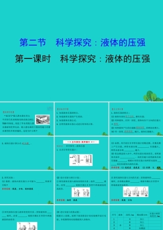 八年级物理全册 第八章 第二节 科学探究：液体的压强(第1课时)习题课件 (新版)沪科版 课件