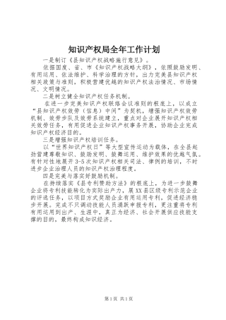 知识产权局全年工作计划